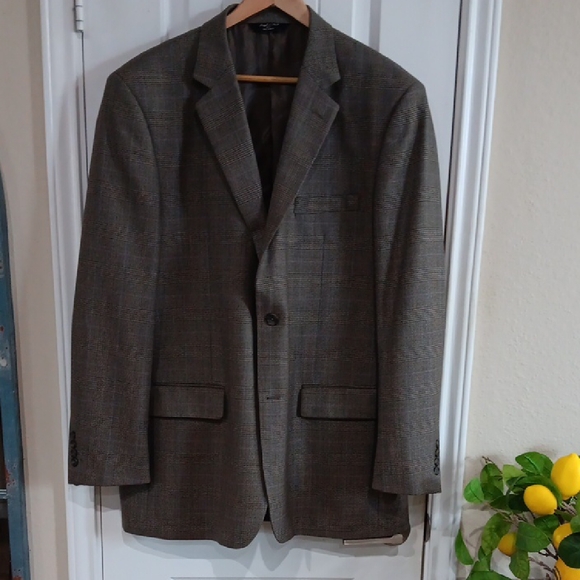 Joseph & Feiss Gold Label Charcoal Prince Of Wales Plaid Blazer